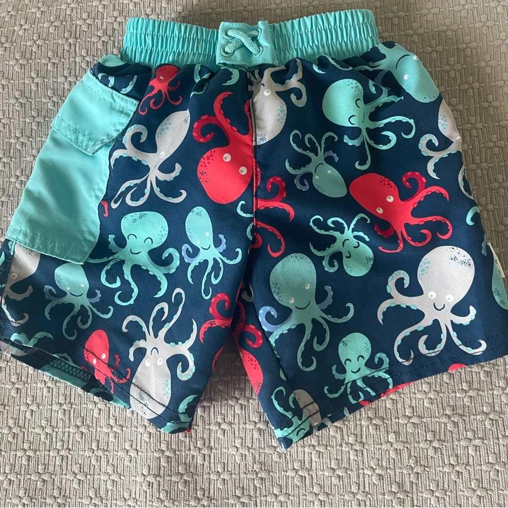 Green sprouts swim trunks with built in swim diaper size 12 months